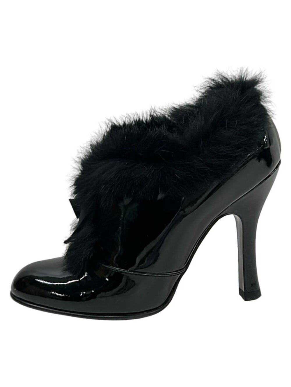 Louis Vuitton Booties Black Leather Fur Boots